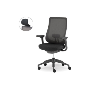Modernform เก้าอี้สำนักงาน Series16 Commercial เท้าแขนปรับได้ 3D เบาะหุ้มผ้าสีดำ พนักพิงตาข่ายเทา