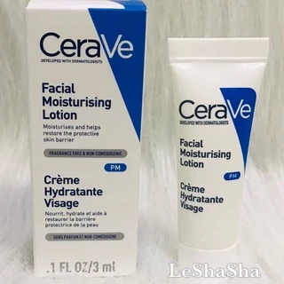🔥ส่งทันทีได้‼️ผลิตฝรั่งเศส🔥Cerave PM เซราวีพีเอ็ม Cerave Facial Moisturising Lotion PM โลชั่นบำรุงผิวหน้า ขนาด 3 ml.