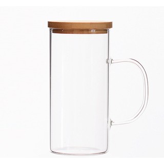 แก้วกาแฟแก้ว  พร้อมฝาไม้ไผ่