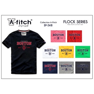 A-FITCH Supersoft T-Shirt SP-2419 เสื้อยืด คอกลม สกรีนกำมะหยี่ ลายสวย ผ้านุ่ม สวมใส่สบาย