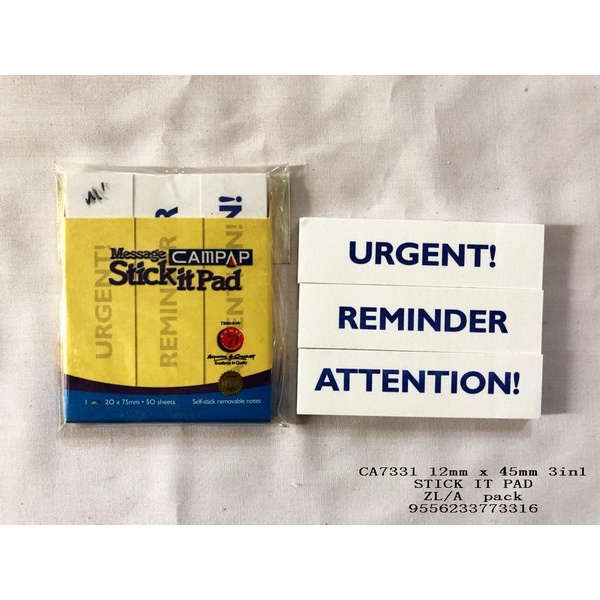 (6pkts) CAMPAP CA731 MESSAGE STICK IN PAD 3in1 12x45mm x 6pkts