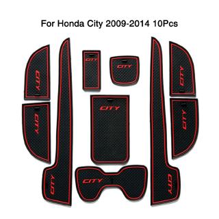 แผ่นรองประตู แผ่นวางช่องประตู แผงที่วางแก้ว เบาะยาง กันลื่น สำหรับ Honda City 2009 2010 2011 2012 2013 10 ชิ้น