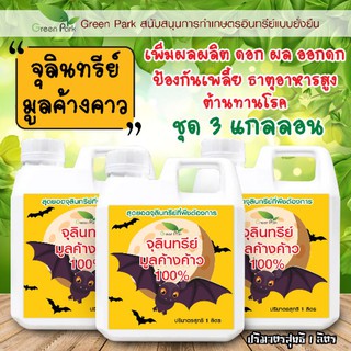 จุลินทรีย์ มูลค้างคาว ชุด 3 แกลลอน ขนาด 1 ลิตร น้ำหมักมูลค้างคาว เข้มข้น คุณภาพสูง เร่งดอก ผล เร่งดก เพิ่มผลผลิต 3เท่า