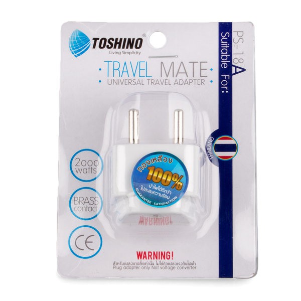 PS-18AToshino ปลั๊กแปลงขากลม รุ่น PS-18Aปลั๊กแปลง รุ่น SAVE&SAFE ADAPTER รุ่นที่ปลอดภัย มาตรฐาน ในราคาย่อมเยาว์