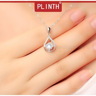 PLINTH ต่างหูเงินแท้ 925 ประดับจี้คริสตัล สไตล์เกาหลี
