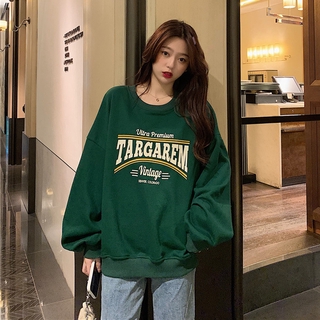 【Ready Stock】Women Korean Fashion Letter Print Round Neck Sweater Loose Oversize Long Sleeve Sweater เสอื้ ไหมพรม เสอื้ กนั หนาวมฮี ดู้