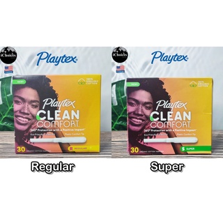 [Playtex] Clean Comfort Organic Cotton Tampons,Regular or Super 30 Pieces ผ้าอนามัยแบบสอด เหมาะกับวันมาปกติ และ วันมามาก