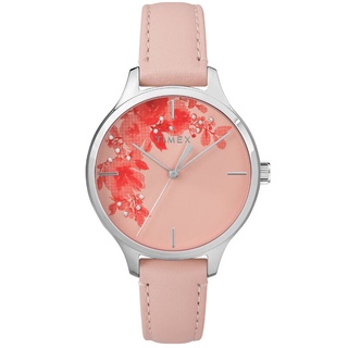 Timex TW2R66600 Crystal Bloom นาฬิกาข้อมือผู้หญิง สายหนังสีชมพู หน้าปัด 36 มม.