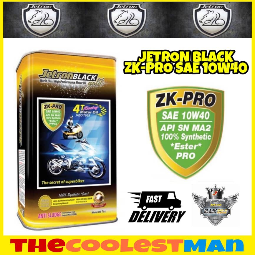 ️ JETRON BLACKGOLD ZK-PRO 10W40 SN MA2 FULLY SYNTHETIC ESTER PRO 1L ENGINE OIL MINYAK HITAM VITRON