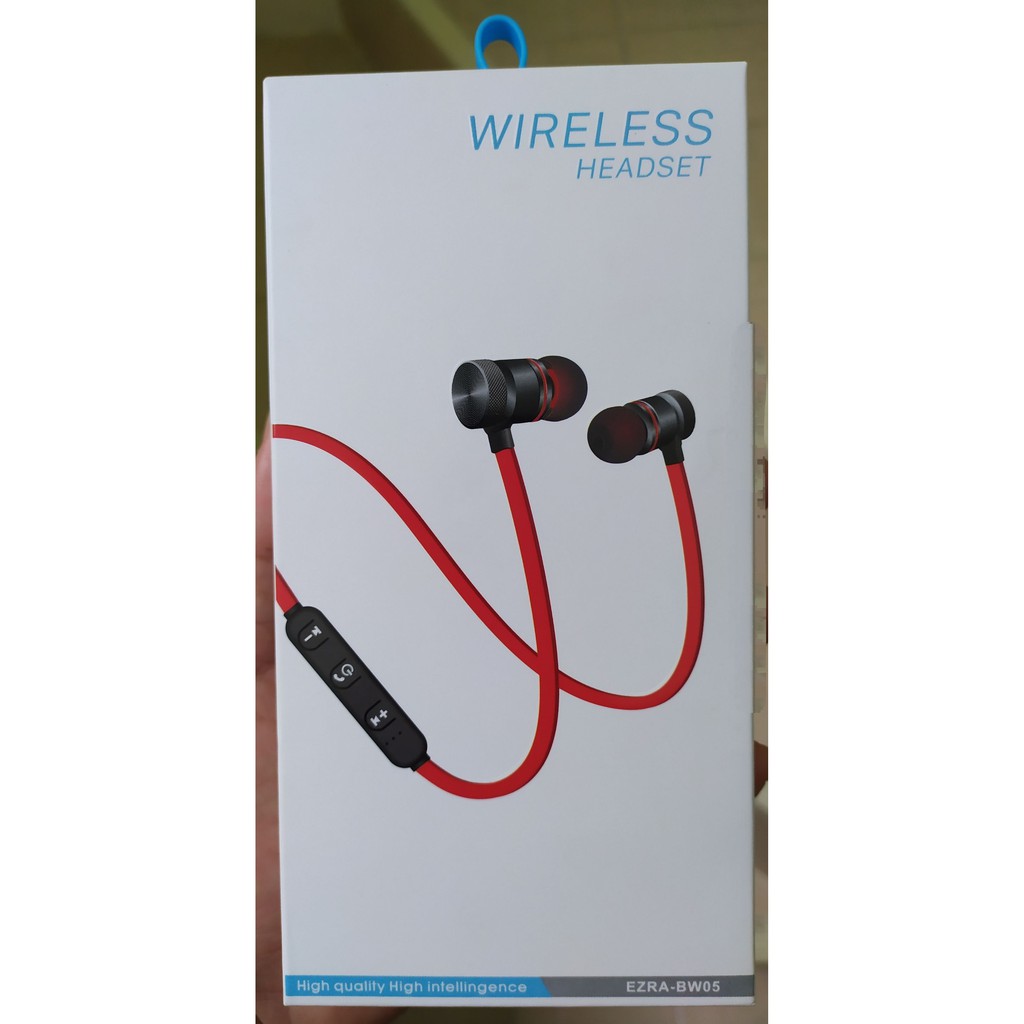 หูฟังไร้สาย แม่เหล็กในตัวWireless headset EZRA-BW05(ดำแดง)