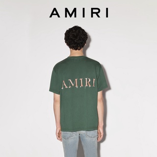 [S-5XL]Amiri เสื้อยืด ผ้าฝ้าย พิมพ์ลายโลโก้ แฟชั่นฤดูร้อน ฤดูใบไม้ผลิ สําหรับผู้ชาย