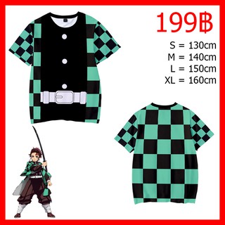 เสื้อยืดสกรีนลาย 3D ทันจิโร่ ดาบพิฆาตอสูร สีไม่ตก ผ้าบาง Demon Slayer Tunjiro Short sleeve t-shirt Print Screen