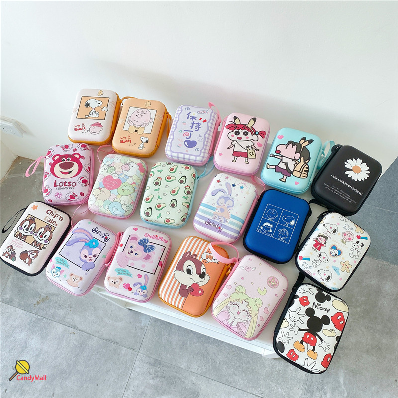 กระเป๋าเคสแบบพกพาสำหรับฮาร์ดดิสก์ภายนอก / อุปกรณ์จัดระเบียบสายเคเบิลกระเป๋า / ธนาคารพลังงาน / Mp5 กล่องใส่ HDD / หูฟังกระเป๋าซิปมิกกี้สนูปปี้เก็บการ์ตูนใส่เหรียญ bag case