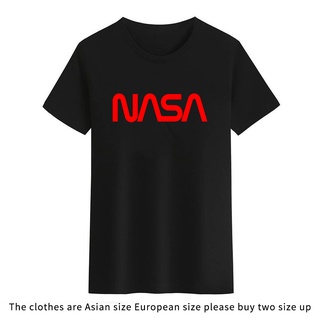 เสื้อยืดคอกลม พิมพ์ลายข้อความ NASA Basic สีดํา สีขาว สําหรับผู้ชาย และผู้หญิงS-5XL