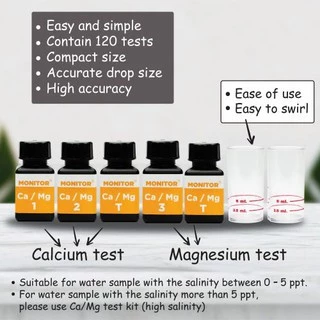ชุดทดสอบแคลเซียมและแมกนีเซียม สำหรับน้ำจืด (ความเค็ม 0-5 ppt) MONITOR Ca/Mg TEST KIT LOW SALINITY
