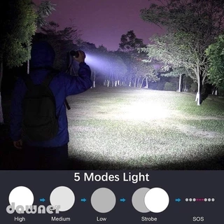 XINSITE ไฟฉายแรงสูง Led ไฟฉายยุทธวิธี USB ชาร์จ (พร้อมแบตเตอรี่ 18650) Cree XHP50