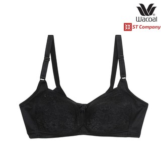 Wacoal Basic Bra สีดำ (BL) เต็มทรง ไม่มีโครง เสริมฟองบาง รุ่น WB9M09 แต่งลูกไม้ ตะขอ 3 แถว เสื้อใน ชุดชั้นใน วาโก้ บรา