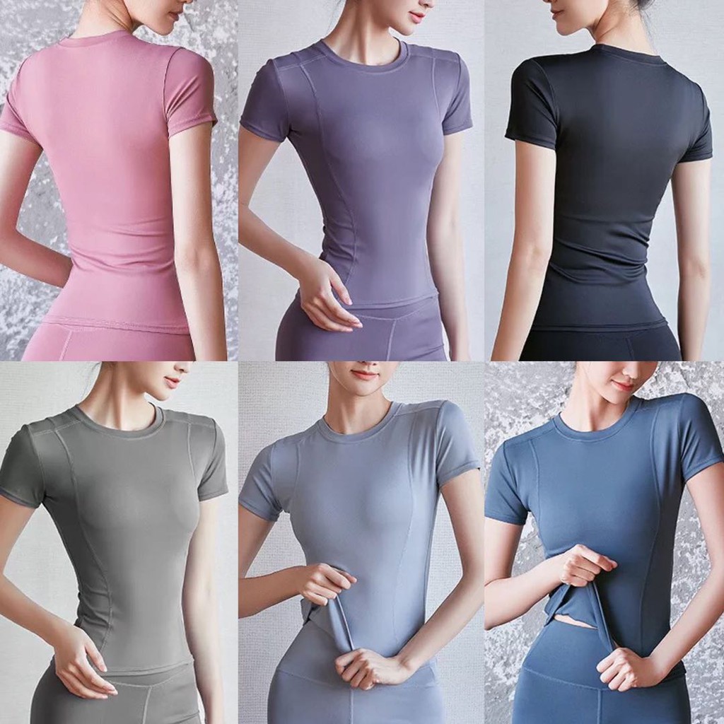 **เพิ่มสีใหม่** เสื้อออกกำลังกายผู้หญิง เสื้อกีฬาแขนสั้น เสื้อโยคะ รุ่น YOGA-104