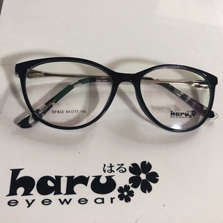 ฟรีส่งแถมฟรีกระเป๋าแว่น👓👓กรอบแว่นตาแบรนด์Haru ทรงหยดน้ำสีดำขาลายกระดำ💜💜