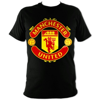 เสื้อยืดลําลอง แขนสั้น พิมพ์ลายโลโก้ Manchester United สไตล์เกาหลี คุณภาพสูง สําหรับผู้ชาย และผู้หญิงS-5XL