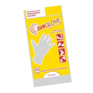 ถุงมือพลาสติก (แพ็ค 24 ชิ้น) ซันโกลฟ ถุงมือยาง Plastic Gloves (Pack 24 Pieces) Sungloves