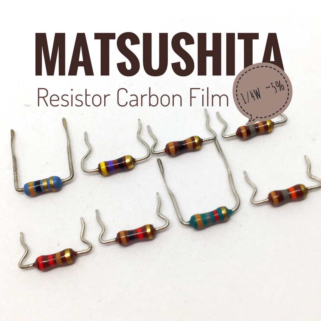 ((ชุด10ตัว)) Resistor ยี่ห้อ Matsushita 1/4W japan 1Ω,3Ω,47Ω,100Ω,180Ω,220Ω,1KΩ,1.8KΩ,18KΩ