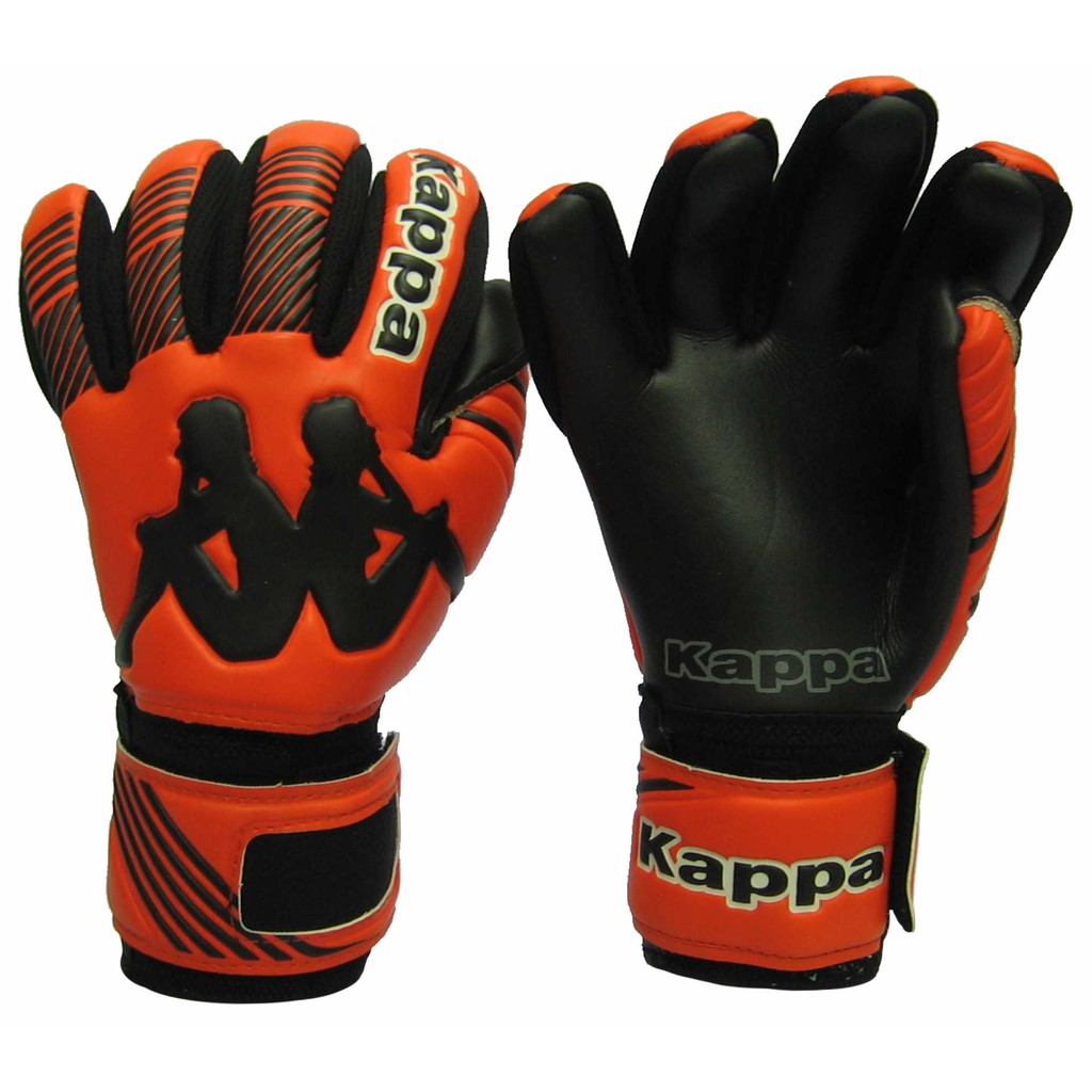 ถุงมือผู้รักษาประตู ถุงมือโกล์ว KAPPA GV-1507 มี FINGER SAVE ส้มดำ