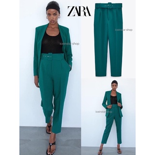 Zara แท้ 💯% Hight waisted กางเกงเอวสูง สีเขียว (*ไม่มีเข็มขัด) ทรงสวยเลิศ ผ้าดีมากกกก