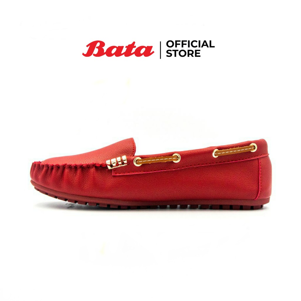 *Best Seller* Bata LADIES'CASUAL รองเท้าลำลองส้นแบนแฟชั่น MOCCASINE แบบสวม ปิดส้น สีแดง รหัส 5515596