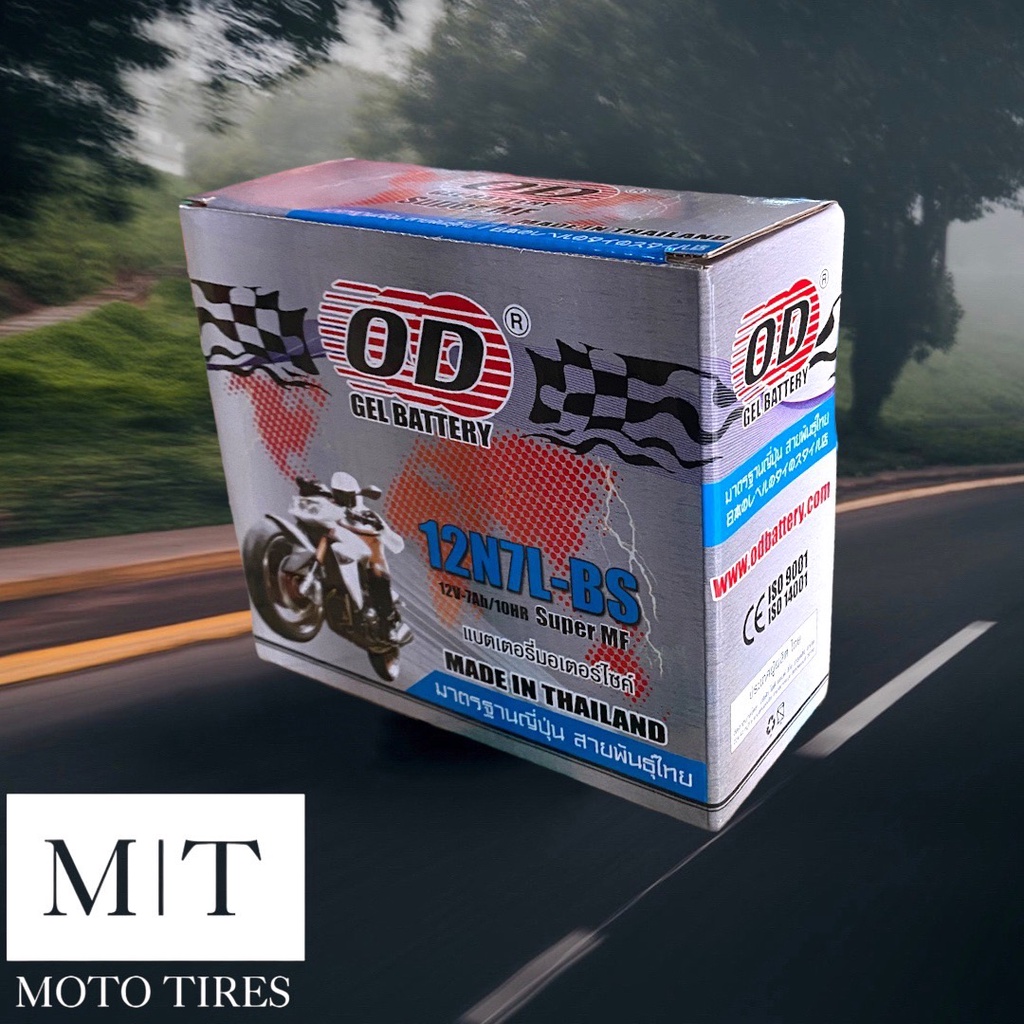 แบตเตอรี่ OD  12N7L-BS (12V 7AH) สำหรับรถจักรยานยนต์