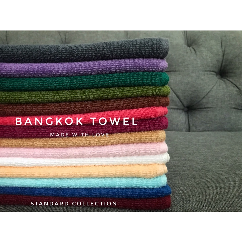 Bangkok Towel รับปักชื่อ ผ้าขนหนู ผ้าเช็ดผม ผ้าเช็ดมือ เกรดโรงแรม ขนาด 15x30 นิ้ว standard ฝ้าย 100%