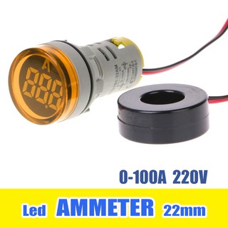 แอมป์มิเตอร์วัดกระแสไฟฟ้า Ammeter led Lamp 22mm   0-100A