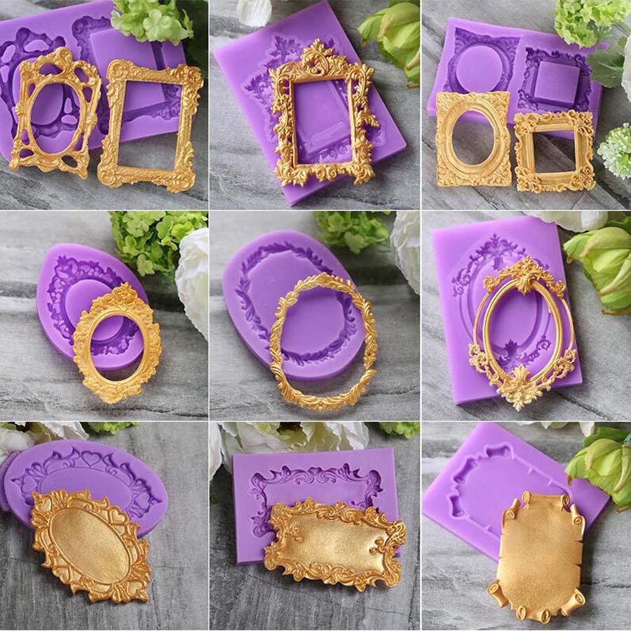 aouke แม่พิมพ์ซิลิโคนกรอบรูปสวยสําหรับตกแต่งเค้ก diy bakeware
