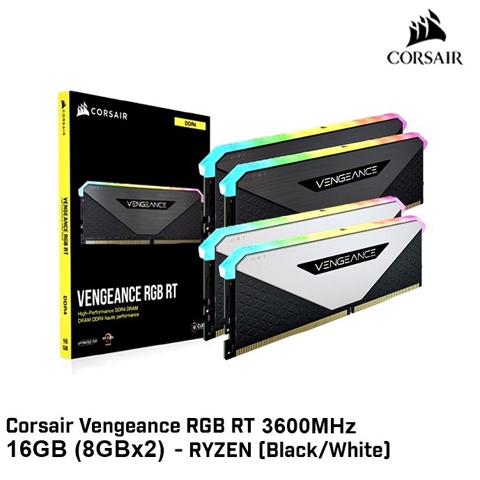 16GB (8GBx2) DDR4/3600MHz RAM (แรมพีซี) CORSAIR VENGEANCE RGB RT (CMN16GX4M2Z3600C18)