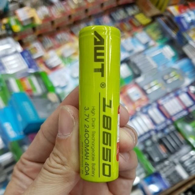 ถ่าน Awt 18650 สีเขียว 3.7V 2400mAh 40A ของใหม่ ของแท้