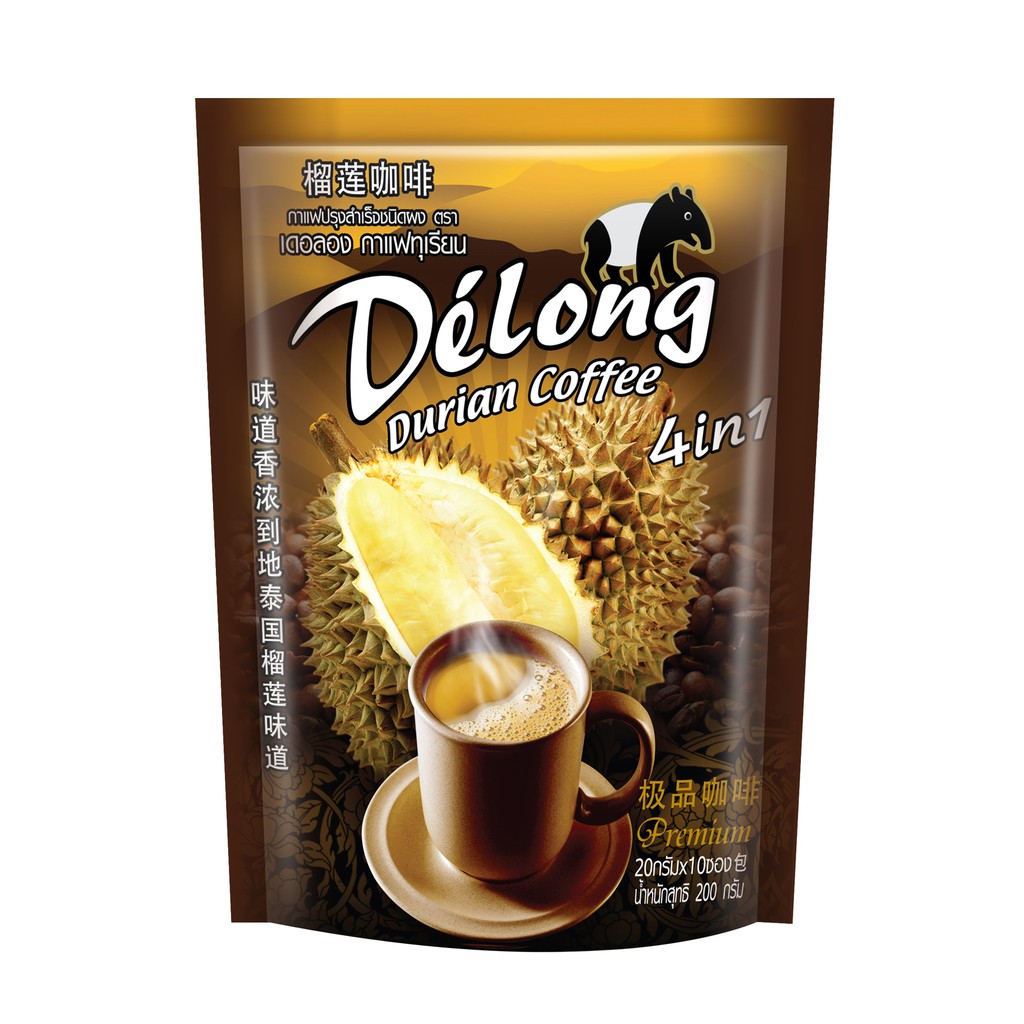 ﻿Delong Instant 3in1 Coffee "Durian mixed"  กาแฟทุเรียน [Pack 10 ซอง]