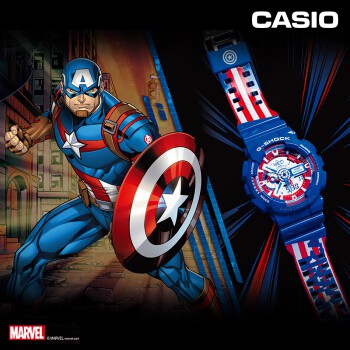 Casio G-Shock นาฬิกาข้อมือผู้ชาย สายเรซิน รุ่น GA-110CAPTAIN-2PR x CAPTAIN AMERICA LIMITED EDITION - สีน้ำเงิน
