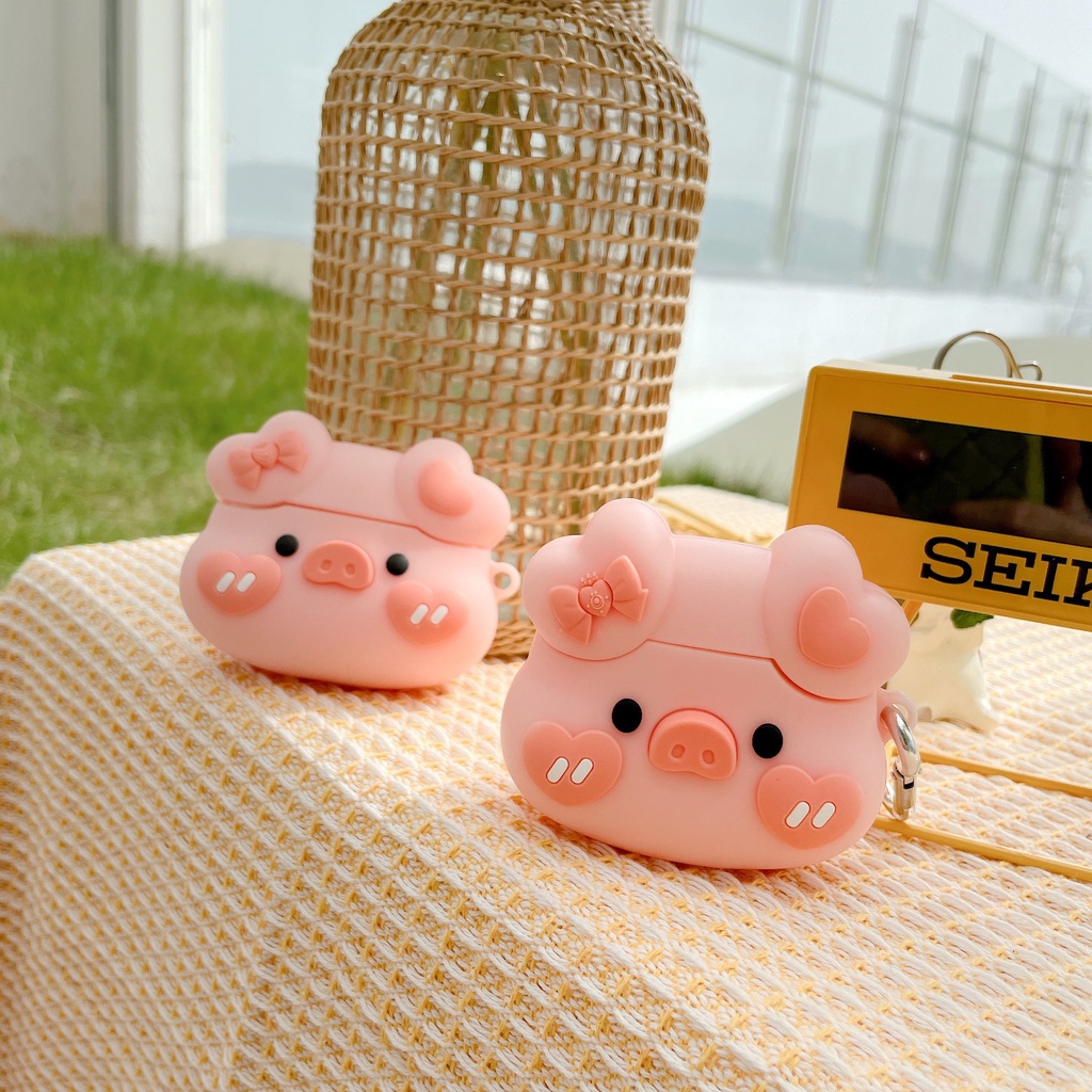 เคส Airpods 4 หมูน่ารักสําหรับ แอร์พอด pro gen 2 1 2 3 มือโปร ชุดหูฟังบลูทูธไร้สายฝาครอบป้องกัน