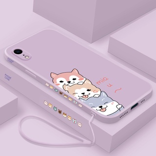 เคสมือถือ tpu แบบนิ่ม ขอบตรง กันลื่น พร้อมสายคล้อง สําหรับ iphone6 6s 7 8 se iphone6 plus 6s plus 7plus 8plus iphone x xr xs xs max