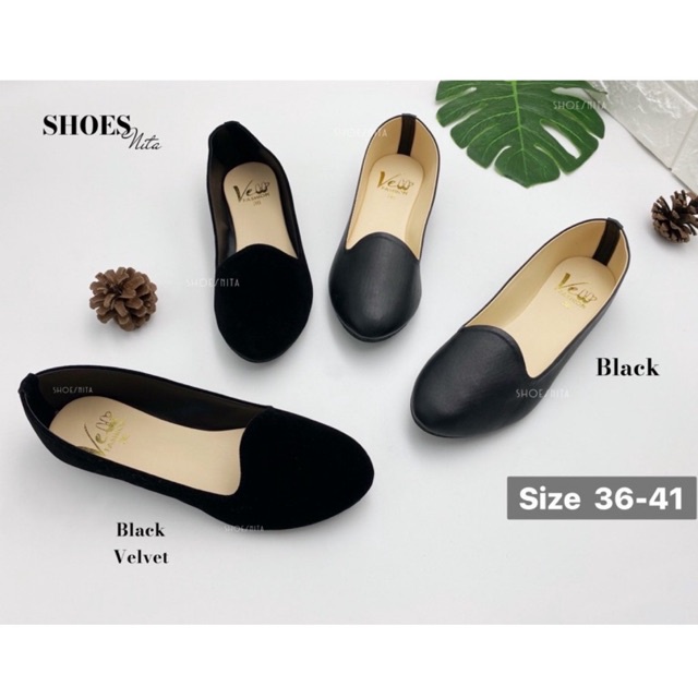 รองเท้าคัชชูผู้หญิงสีดำ 🖤 36-41 🖤  หัวมน ส้นแบน ใส่สบาย SHOESNITA *พร้อมส่ง