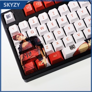 Slam Dunk Keycap Cherry Profile Sakuragi Hanamichi Kaede Rukawa ธีมบาสเกตบอลญี่ปุ่นอะนิเมะ PBT Dye Sublimation คีย์บอร์ด Keycap 104 คีย์