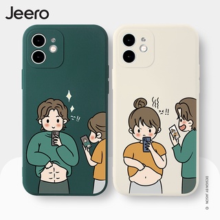 Jeero เคสคู่ เคสไอโฟน คู่รัก ขอบเหลี่ยมกันกระแทกซิลิโคนนุ่มการ์ตูนน่ารักตลก เคสโทรศัพท์ Compatible for iPhone 15 14 13 12 11 Pro Max SE 2020 X XR XS 8 7 ip 6S 6 Plus HFE1025