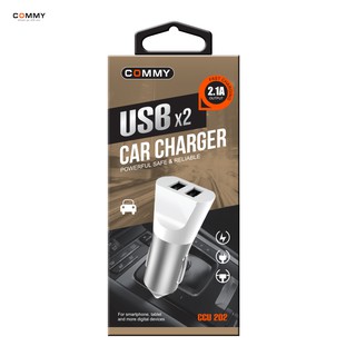 Car Charger : ที่ชาร์จในรถยนต์แบบ USB 2 ช่อง ยี่ห้อ COMMY รุ่น CCU 202 2.1A Dual USB