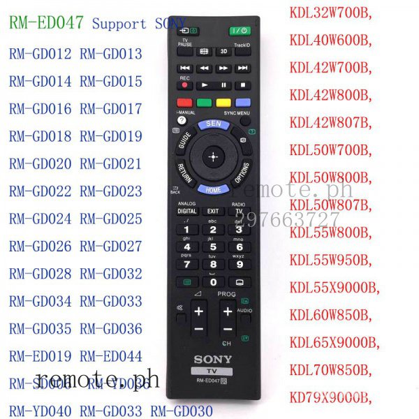 Sony สําหรับ RM-ED047, RM-GD030 LED LCD TV รีโมทคอนโทรล RM-GD033 RM-GD010 RM-GD011 RM-GD012 RM-GD013
