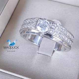 Madduckjewels แหวนเงินแท้ เพชร CZ ชุบโรเดียม RG2009