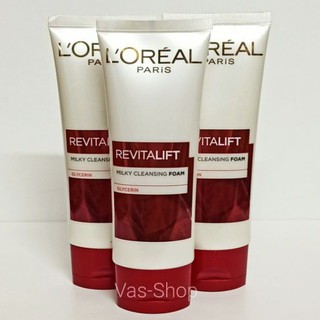 Loreal ลอรีอัล ปารีส รีไวทัลลิฟท์ มิลค์กี้ เคลนซิ่ง โฟม ขนาด 100 มล.