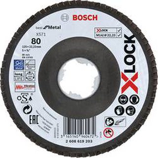 BOSCH กระดาษทรายซ้อนหลังแข็ง #80 Best for Metal X-LOCK #2608619203