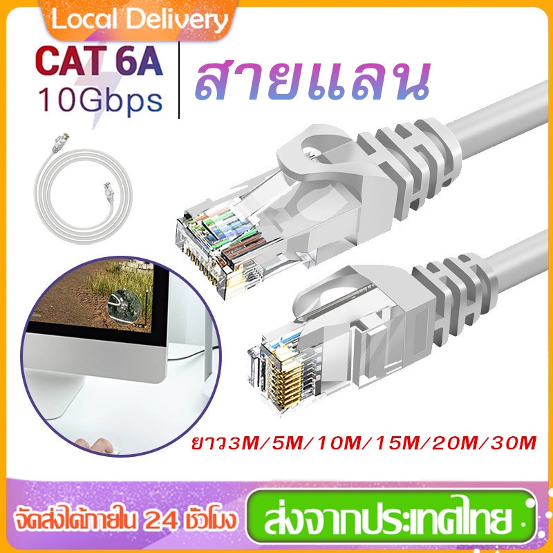 สายแลน P-Link CAT6 LAN Cable 10/100/1000⚡ สายแลนเข้าหัว รองรับเน็ต ยาว3M/5M/10M/15M/20M/30M