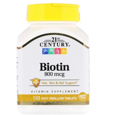 Biotin 800 mcg, 110 Tablets  21st Century @130 ของแท้ 100%