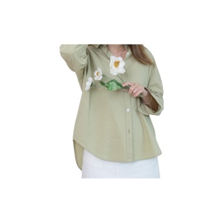 เสื้อเชิ้ตสีพื้นผ้าคอตตอนเนื้อนุ่มรุ่นAvo fondue cotton shirt